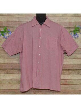 Wrangler Hero Red Micro Plaid Short Sleeve Button Down Shirt Mens 2XL Casual